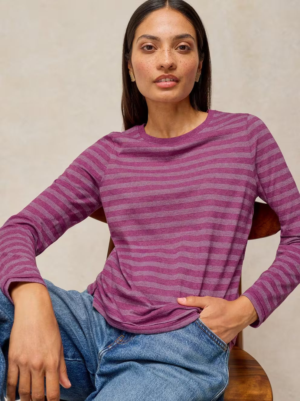White Stuff | Clara Stripe Sparkle Top