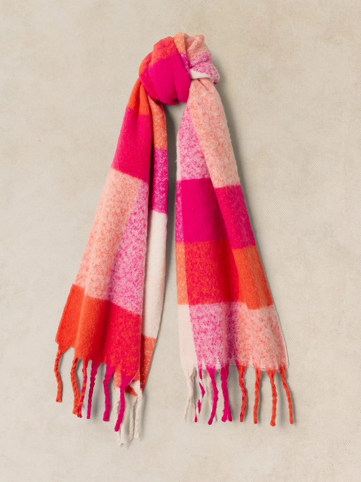 White Stuff | Shelley Brushed Check Scarf | Pink