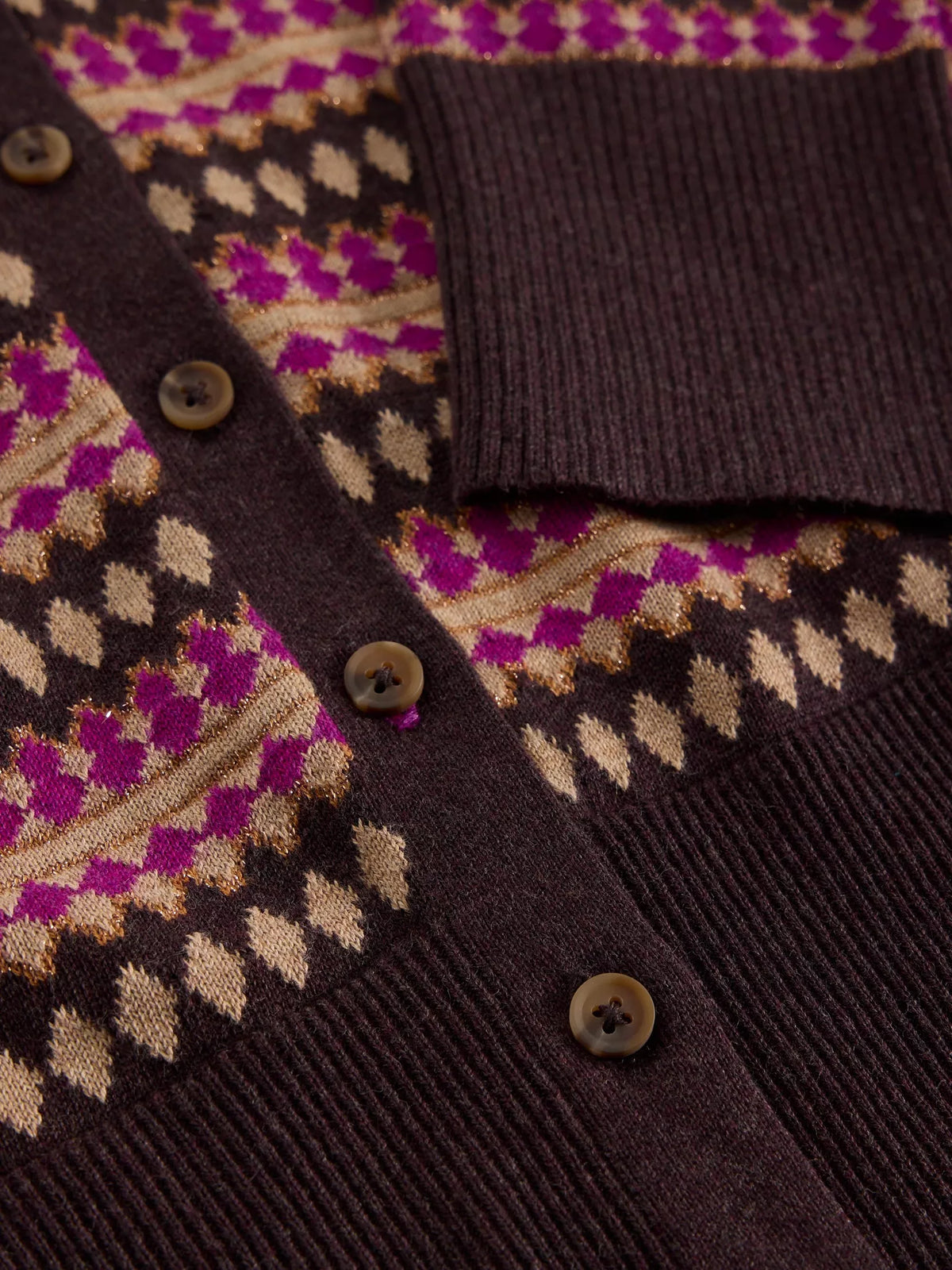 White Stuff | Lois Fairisle Cardigan | Pink Multi