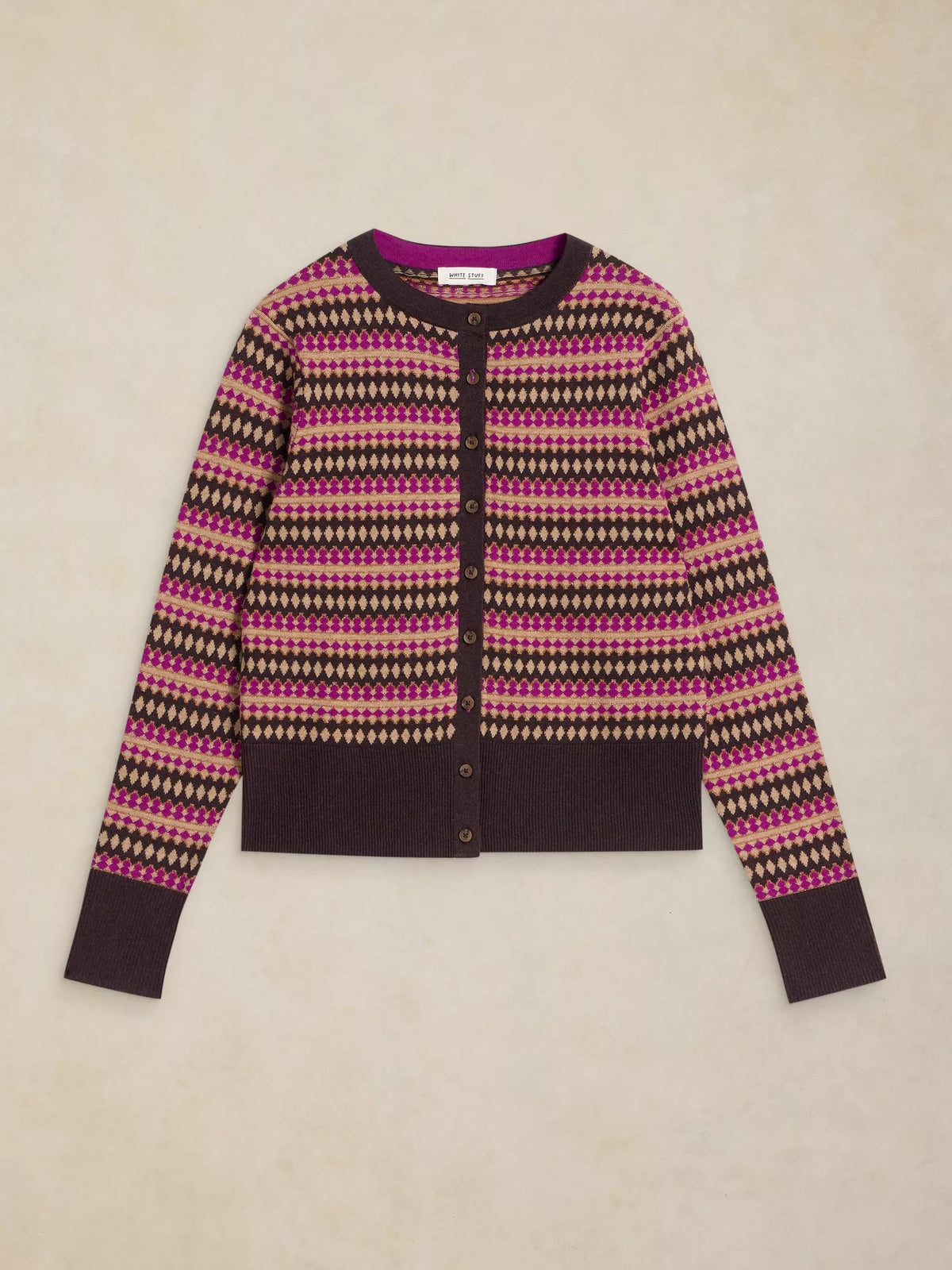 White Stuff | Lois Fairisle Cardigan | Pink Multi