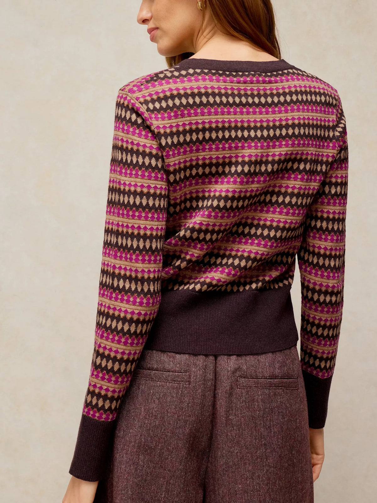 White Stuff | Lois Fairisle Cardigan | Pink Multi