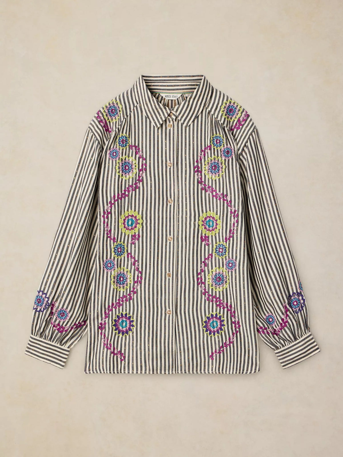 White Stuff | Lena Embroidered Shirt | Ivory Multi