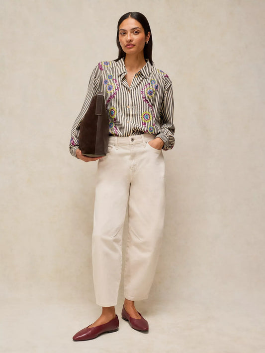 White Stuff | Lena Embroidered Shirt | Ivory Multi