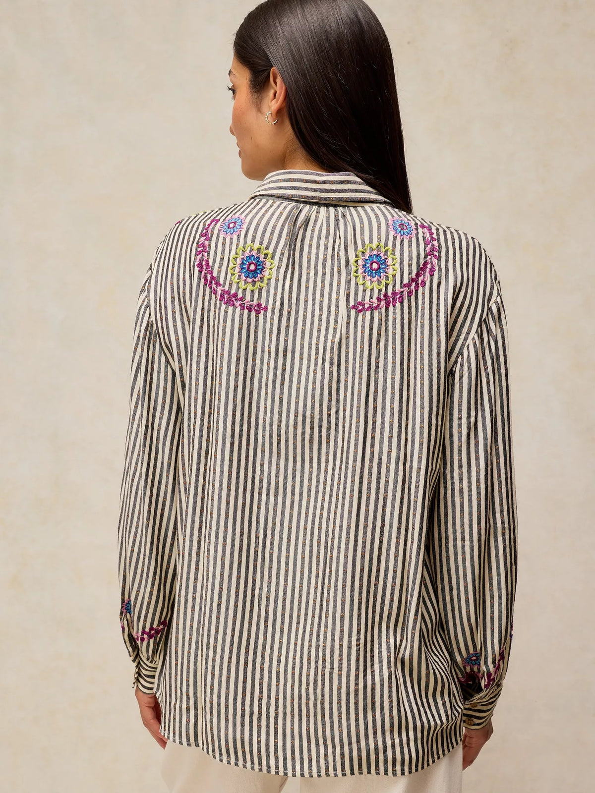 White Stuff | Lena Embroidered Shirt | Ivory Multi