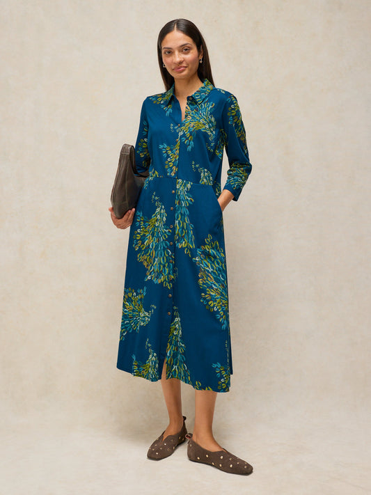 White Stuff | Rua Jersey Shirt Dress | Teal