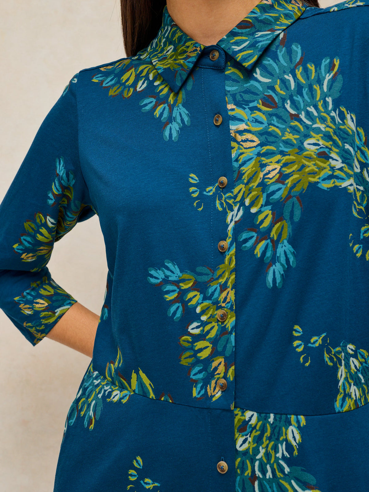 White Stuff | Rua Jersey Shirt Dress | Teal