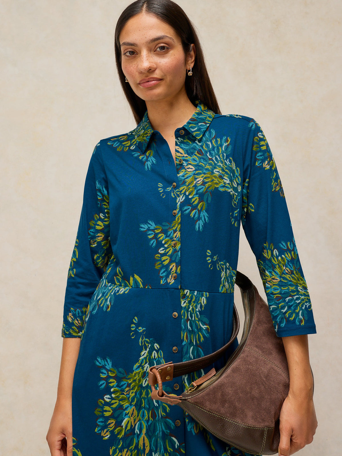 White Stuff | Rua Jersey Shirt Dress | Teal