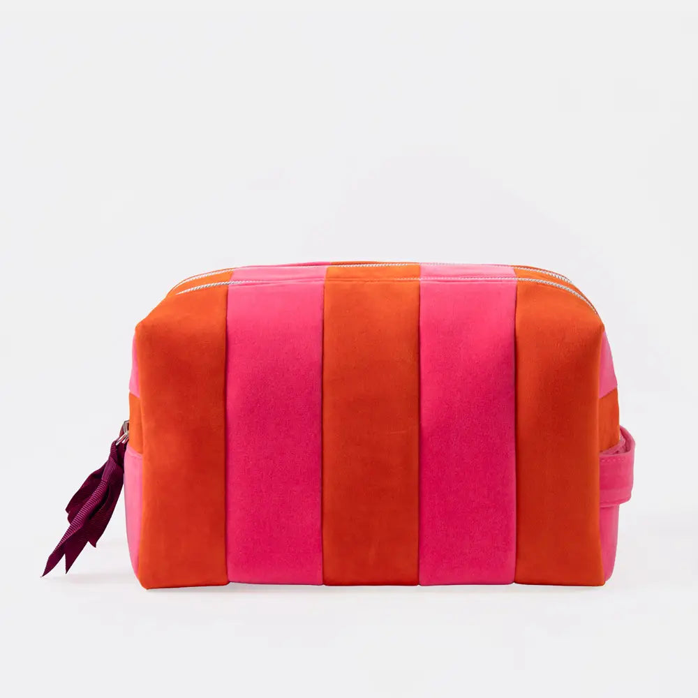 Caroline Gardner | Orange/Pink Stripe Large Travel Washbag