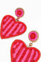 Pre-Order | My Doris Pink & Red Stripe Beaded Heart Earrings