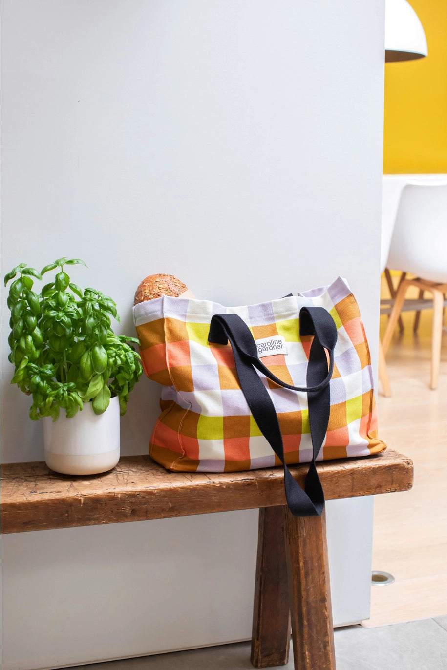 Caroline Gardner | Multi Check Double Handle Tote Bag