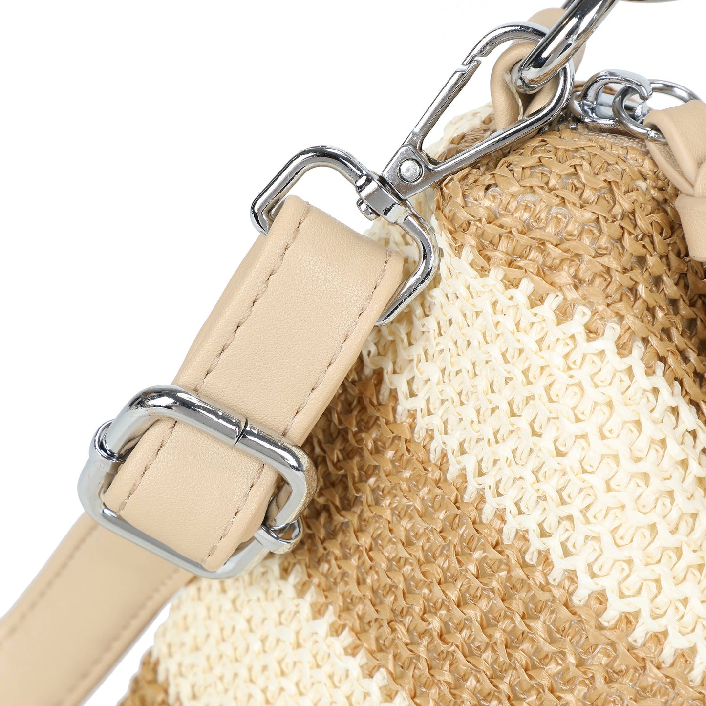 Natural Straw Stripe Shoulder Bag | Blue Stripe