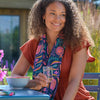 POM | Organic Cotton Navy & Bright Abstract Meadow Print Scarf