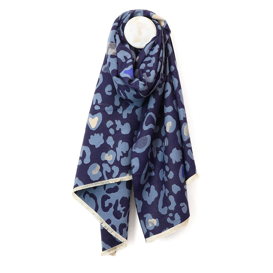 POM | Leonie Navy Mix Animal Jacquard Scarf