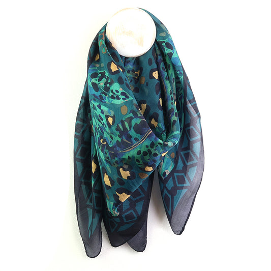 POM | 100% Silk Botanical & Animal Print Square Scarf