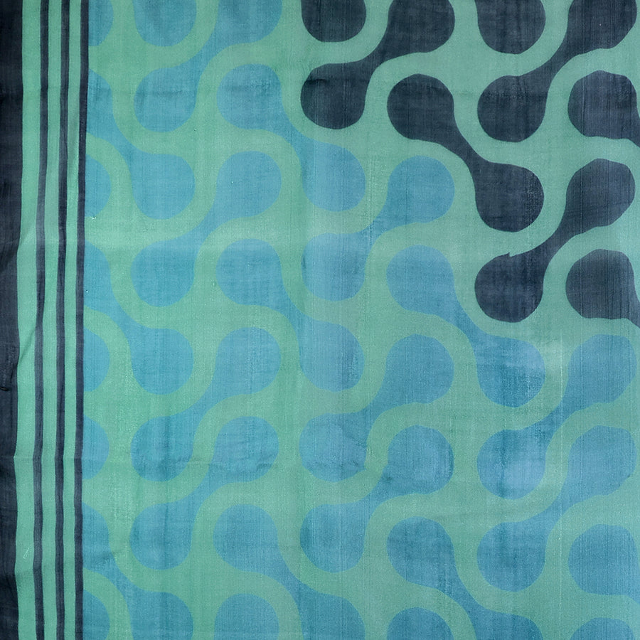 POM | 100% Silk Navy & Teal Symmetrical Print Square Scarf