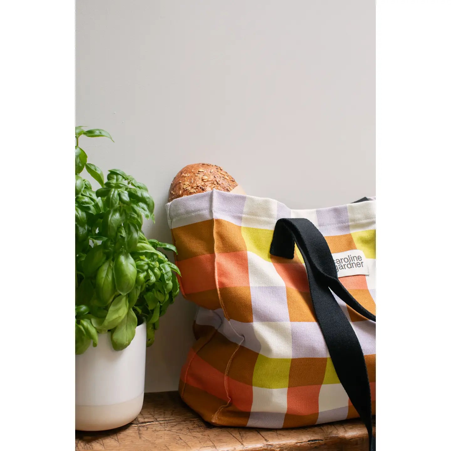 Caroline Gardner | Multi Check Double Handle Tote Bag
