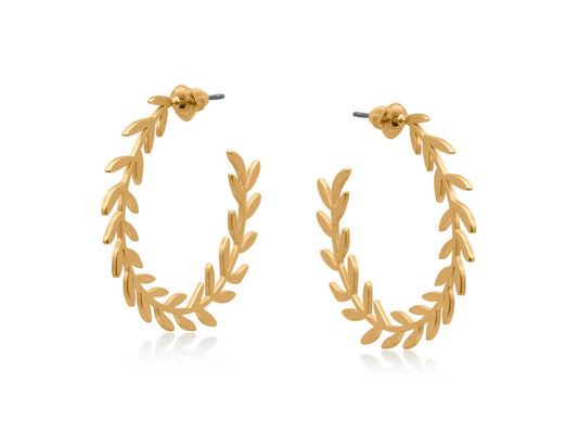 Big Metal London | Siena Laurel Victory Hoop Earrings | Silver