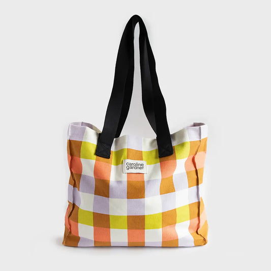 Caroline Gardner | Multi Check Double Handle Tote Bag