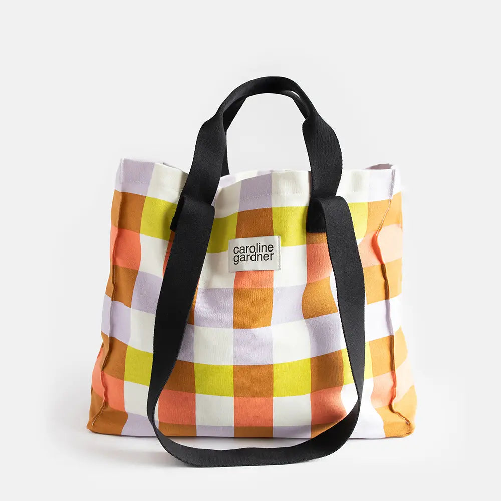 Caroline Gardner | Multi Check Double Handle Tote Bag