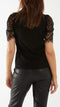 Lace Sleeve T-Shirt - Black