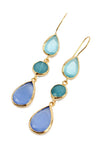 My Doris | Blue Glass Triple Drop Earrings