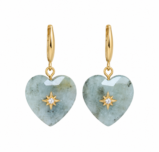 Wild Spirit | Grey Labradorite Heart Earrings