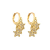 White Leaf | Tripple Star Huggie Earrings | Gold