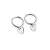 White Leaf | Heart Charm Huggie Earrings | Silver