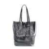 Leather Shopper Tote Bag | Dark Silver