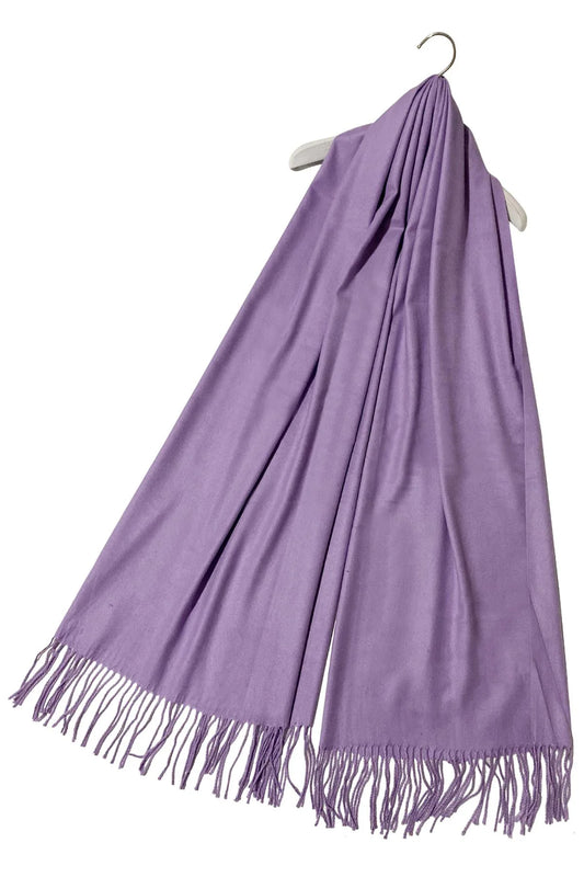 Plain Cashmere Blend Tassel Scarf | Lilac