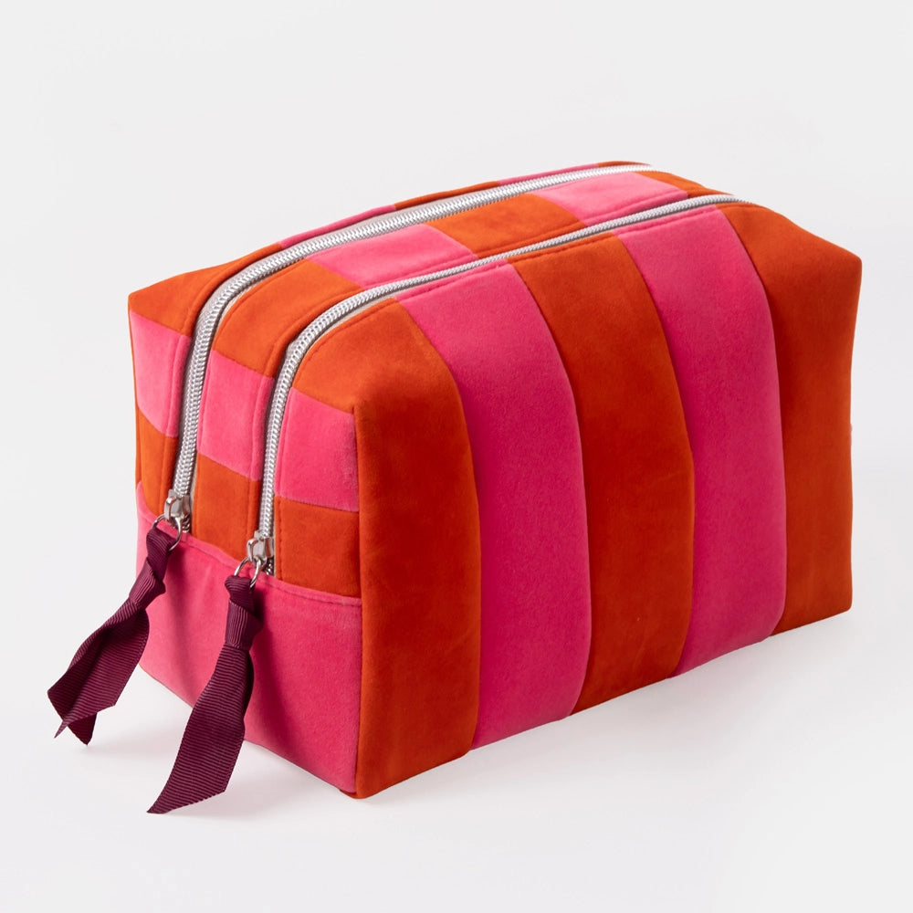 Caroline Gardner | Orange/Pink Stripe Large Travel Washbag