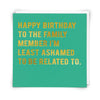 Ashamed Birthday Card