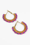 My Doris | Gold & Pink Beaded Hoop Earrings