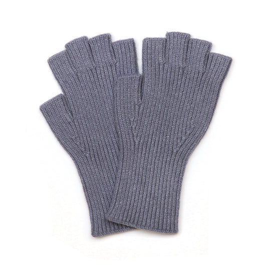 POM | Ribbed Fingerless Gloves | Grey