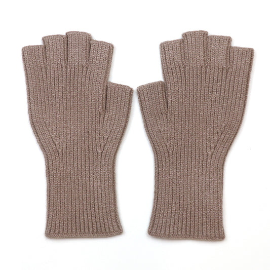 POM | Ribbed Fingerless Gloves | Taupe