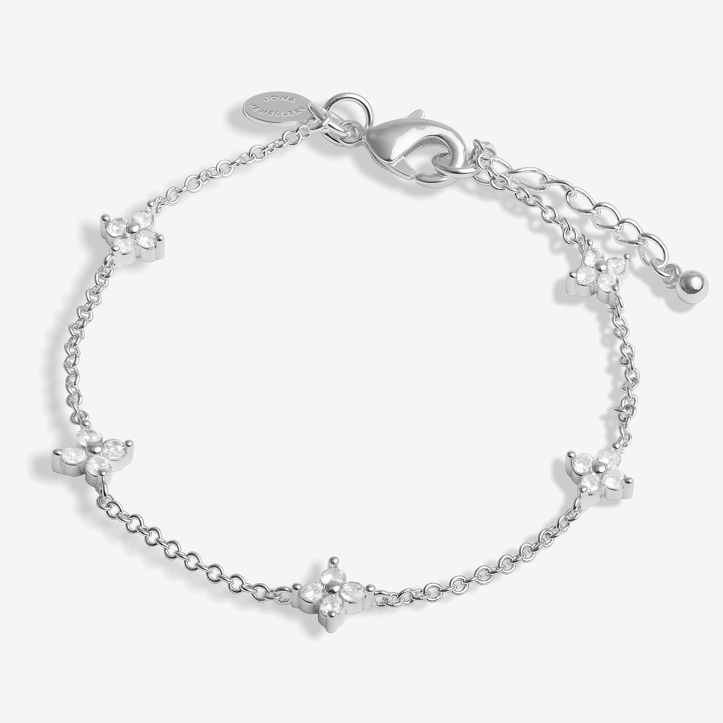 Joma Jewellery | Loved By You Cubic Zirconia Flower Bracelet In Silver Plating