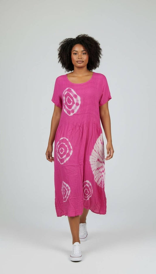 Pre-Order | Curve Circle Summer Dress | Fuchsia