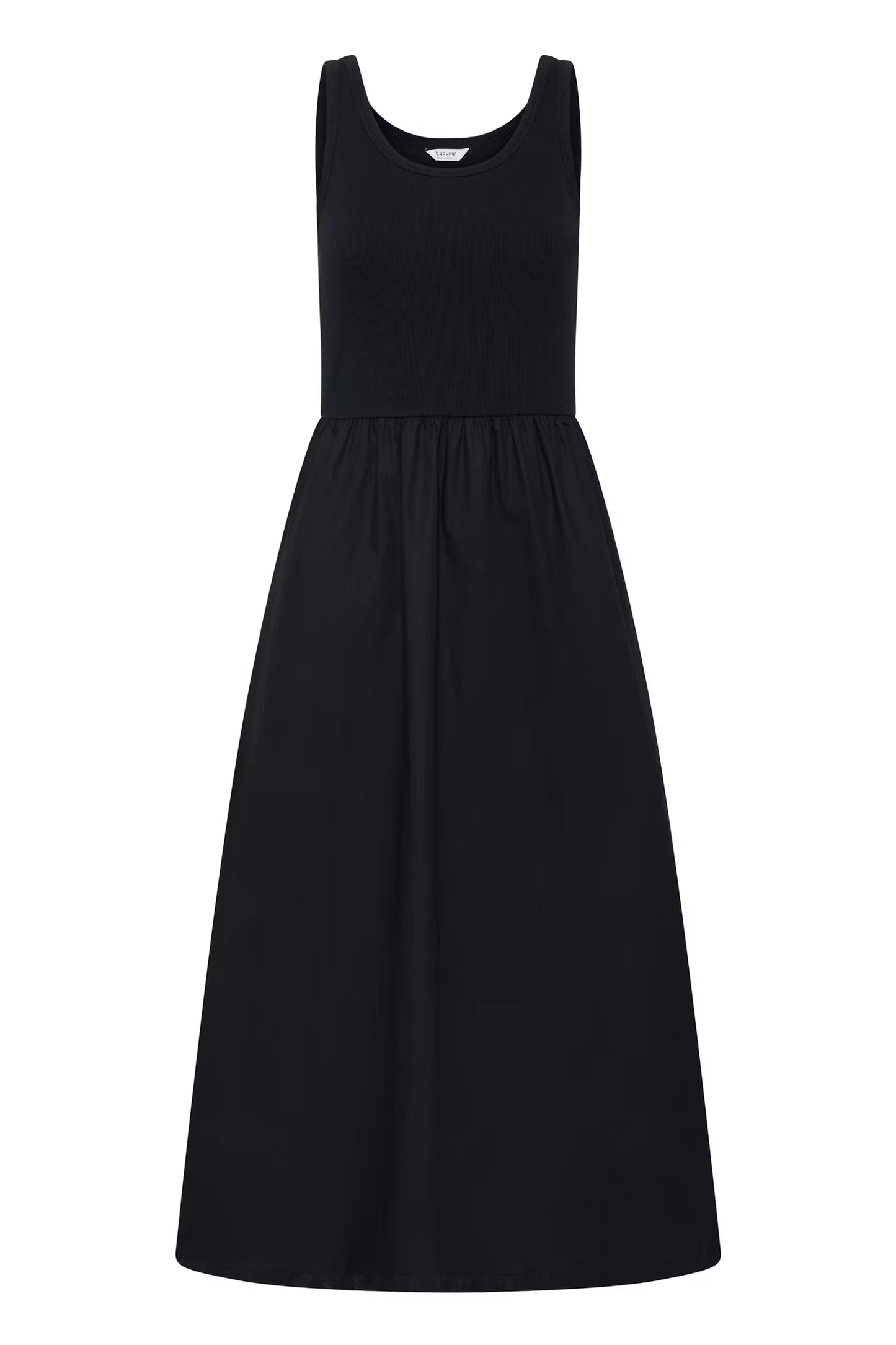 Black sleeveless dress on a white background