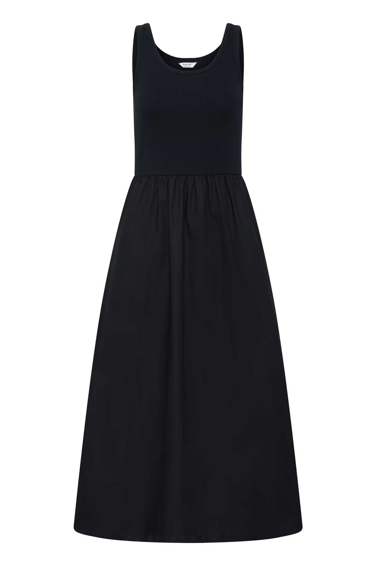 Black sleeveless dress on a white background