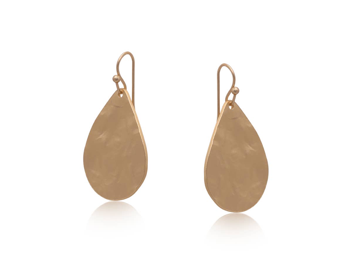 Gold hook earrings shown on a white background