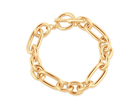 Gold chain bracelet on a white background