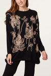 Made In Italy | Flower & Sequin Jumper | Black