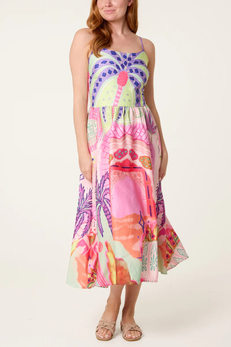 Made In Italy | Sunset Scenic Print Midi Dress