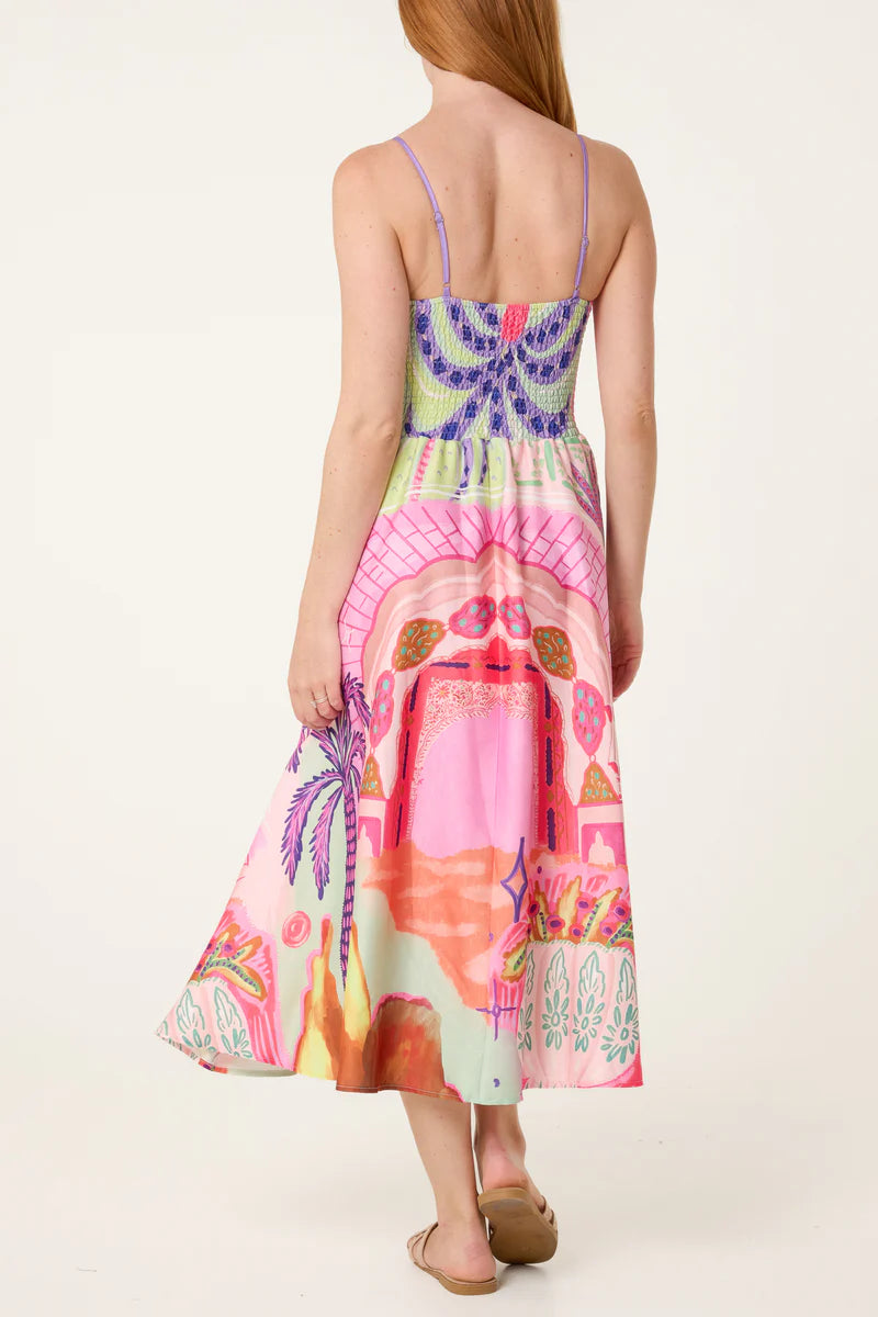 Made In Italy | Sunset Scenic Print Midi Dress