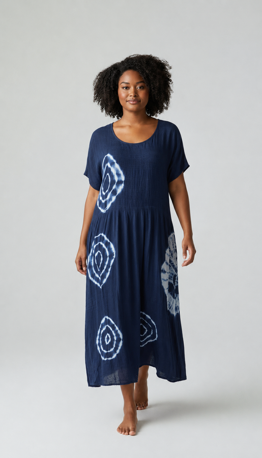 Pre-order | Curve Circle Summer Dress | Navy