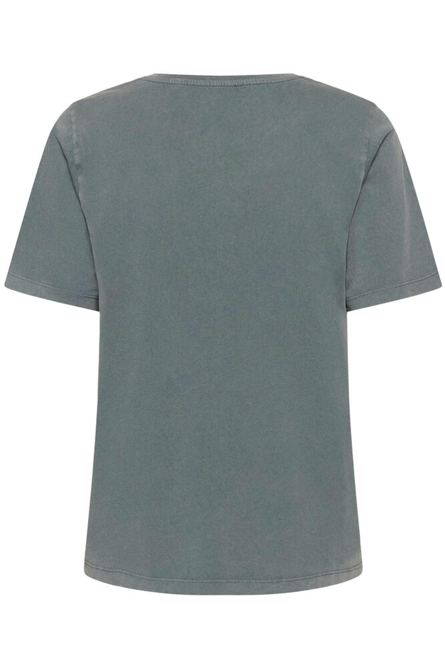 Back view of a plain gray t-shirt on a white background