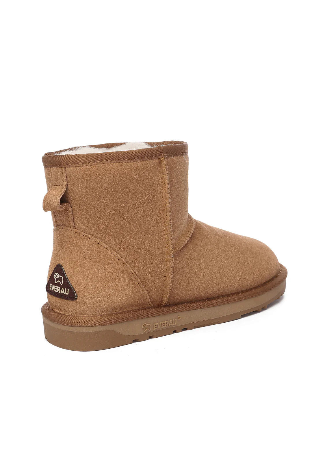 Tan boot with a brand logo on a white background
