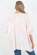 Floral Print Oversized Boxy Top - Pink
