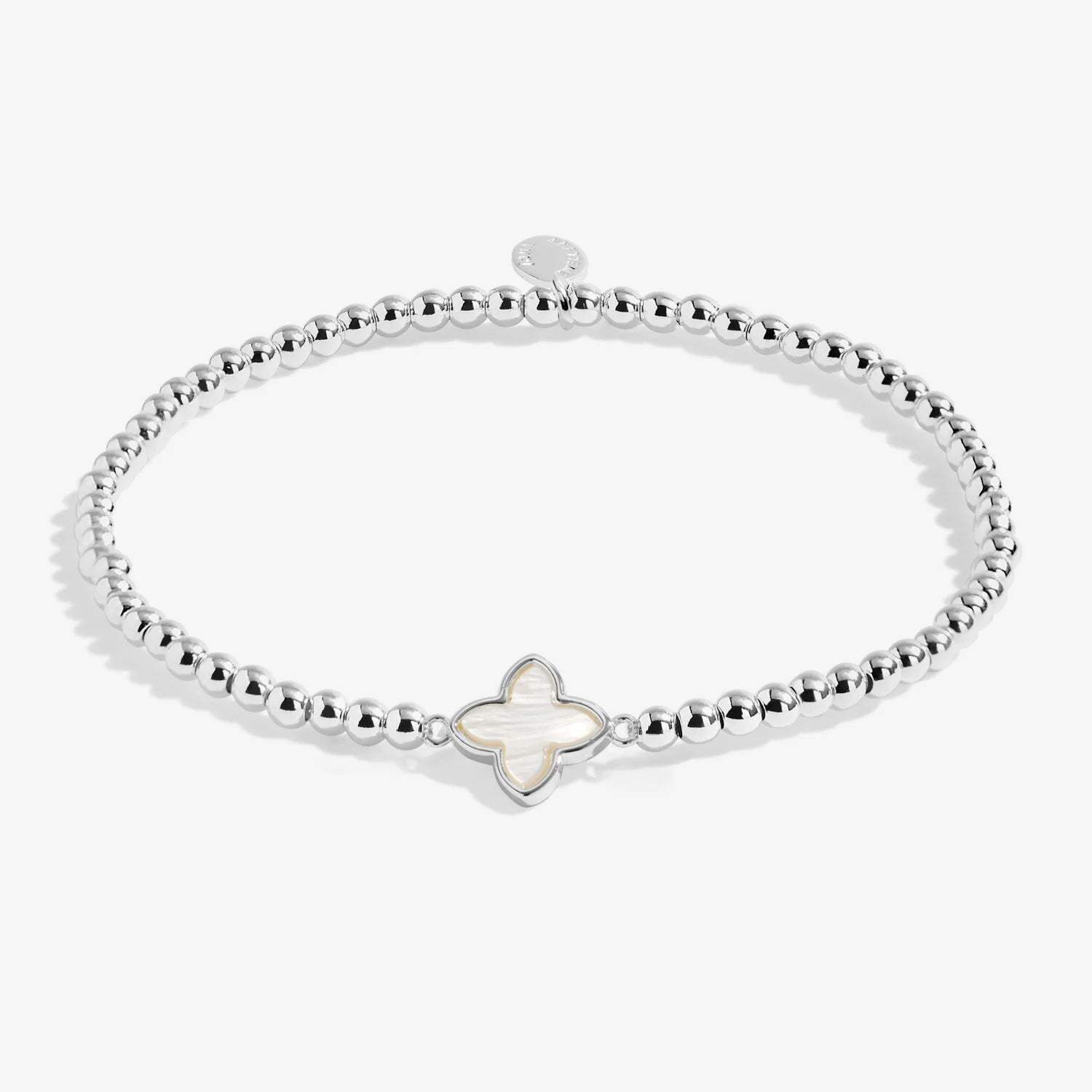 Silver bracelet with a butterfly charm on a white background
