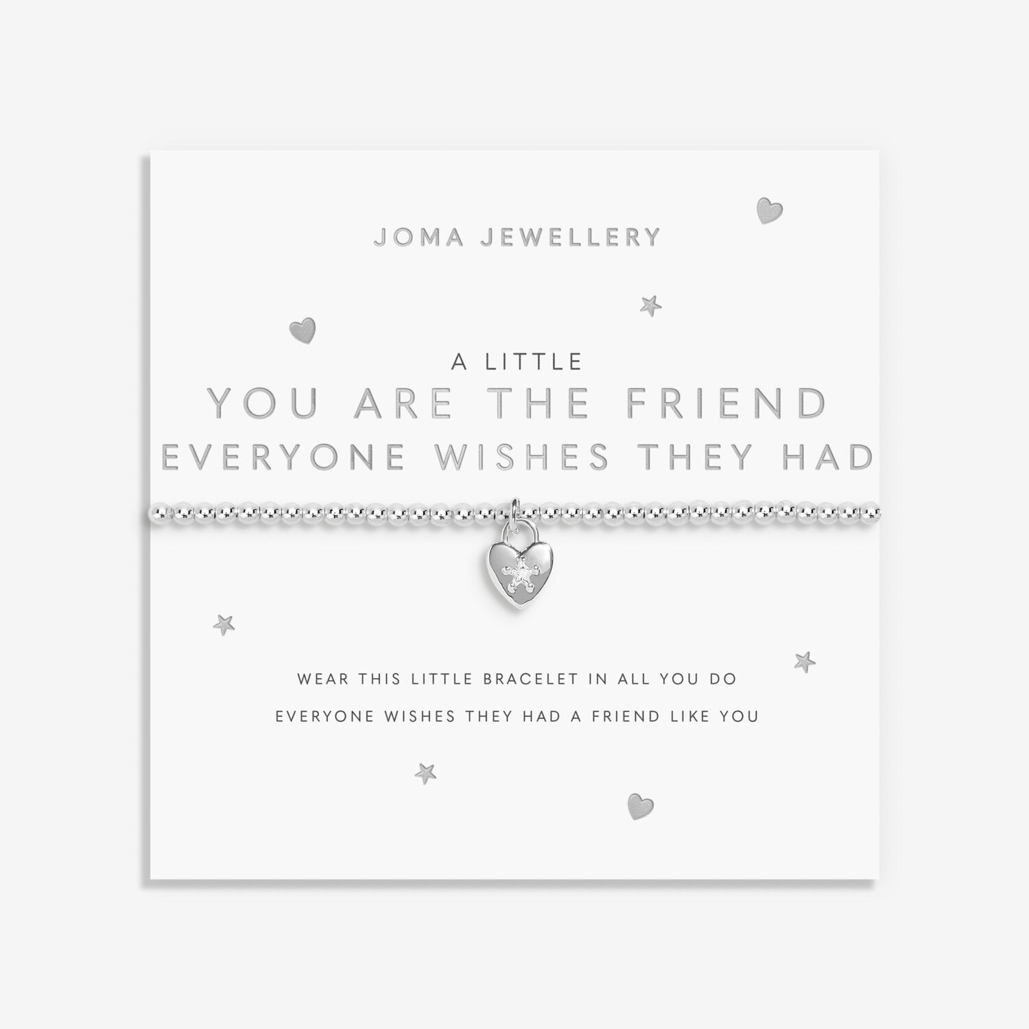 Joma Jewellery bracelet with heart charm on a white background